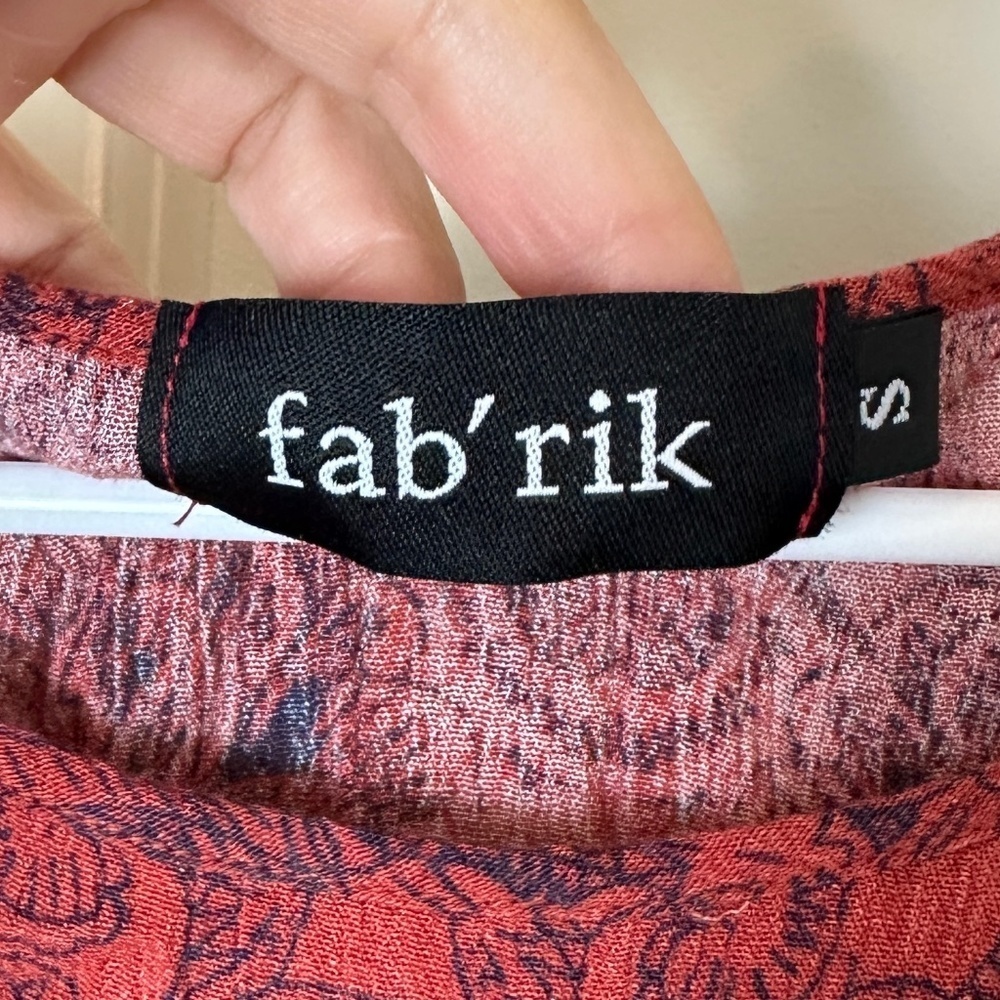 ! Fab'rik Orange Quarter Sleeve Print Blouse Women Size S - Picture 3 of 4
